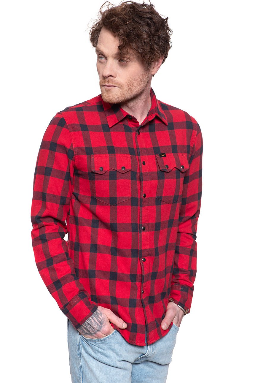 KOSZULA MĘSKA W KRATĘ LEE RIDER SHIRT WARP RED L856OEKG