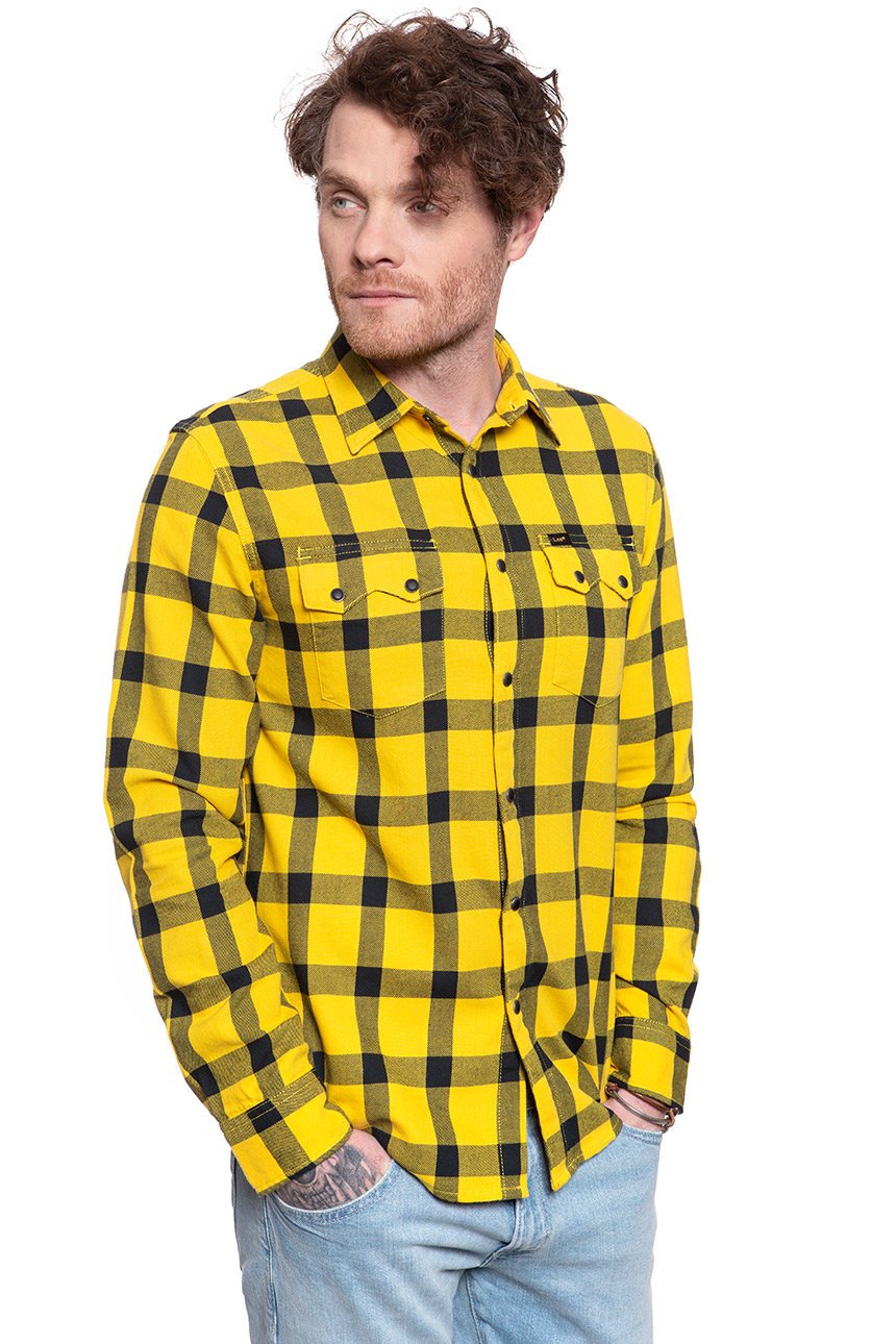 KOSZULA MĘSKA W KRATĘ LEE RIDER SHIRT LEMON ZEST L856OEMM