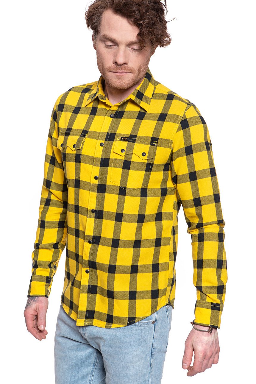 KOSZULA MĘSKA W KRATĘ LEE RIDER SHIRT LEMON ZEST L856OEMM