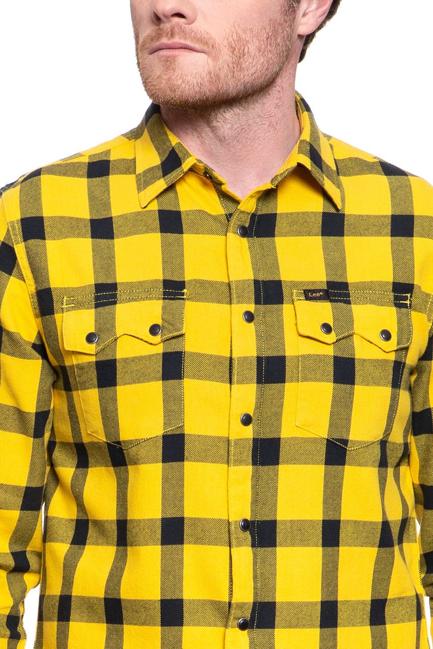 KOSZULA MĘSKA W KRATĘ LEE RIDER SHIRT LEMON ZEST L856OEMM