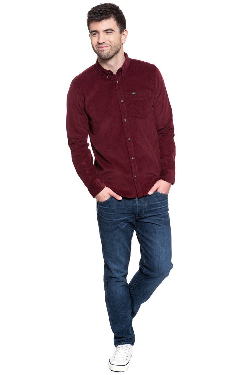 KOSZULA LEE BUTTON DOWN BURGUNDY L880MRMF