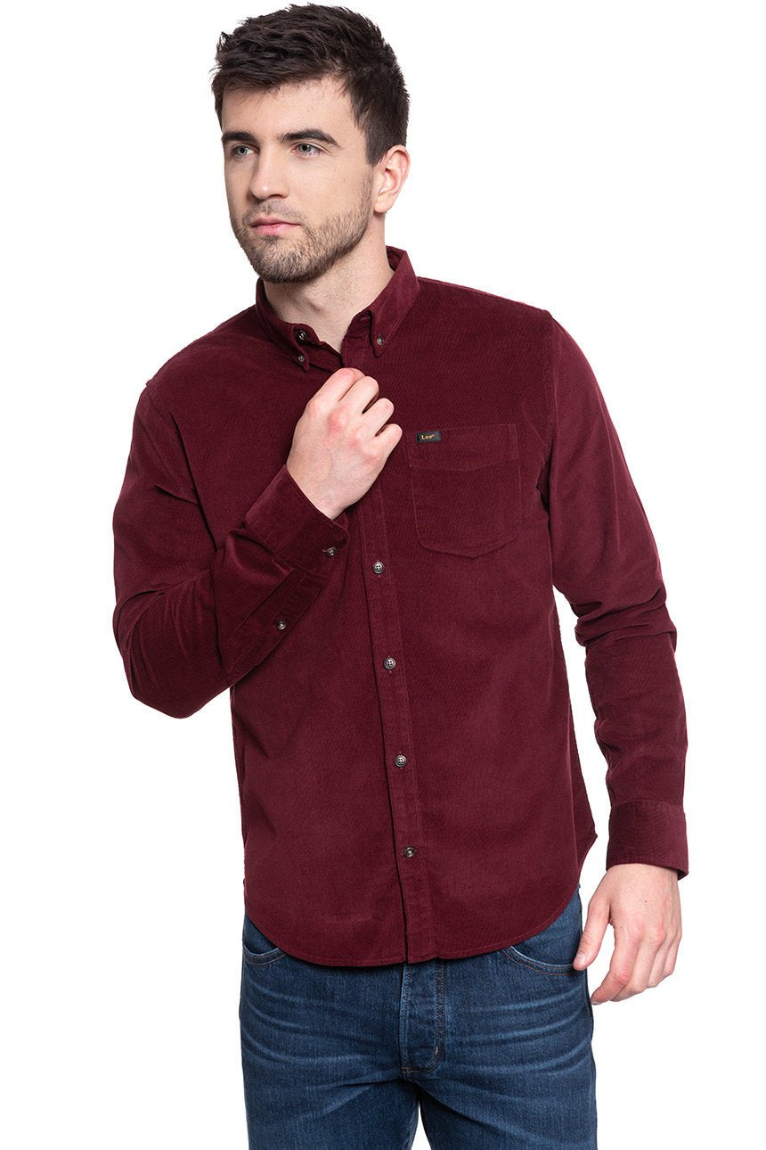 KOSZULA LEE BUTTON DOWN BURGUNDY L880MRMF