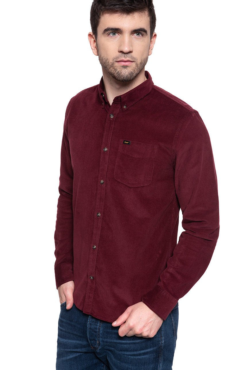 KOSZULA LEE BUTTON DOWN BURGUNDY L880MRMF