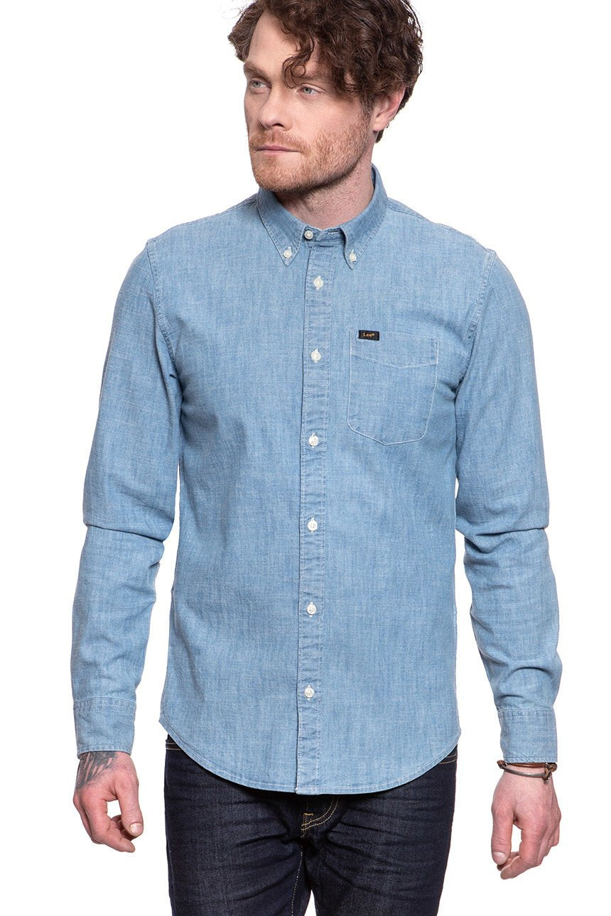 KOSZULA JEANSOWA MĘSKA KOSZULA LEE BUTTON DOWN FROST BLUE L880ORMJ