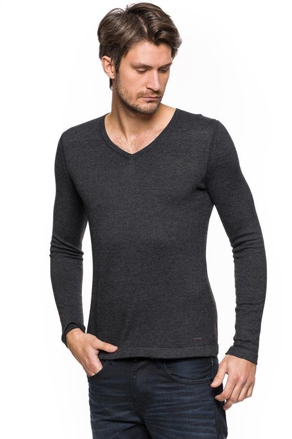 MĘSKI SWETER TOM TAILOR V-NECK WITH RIB DETAILS