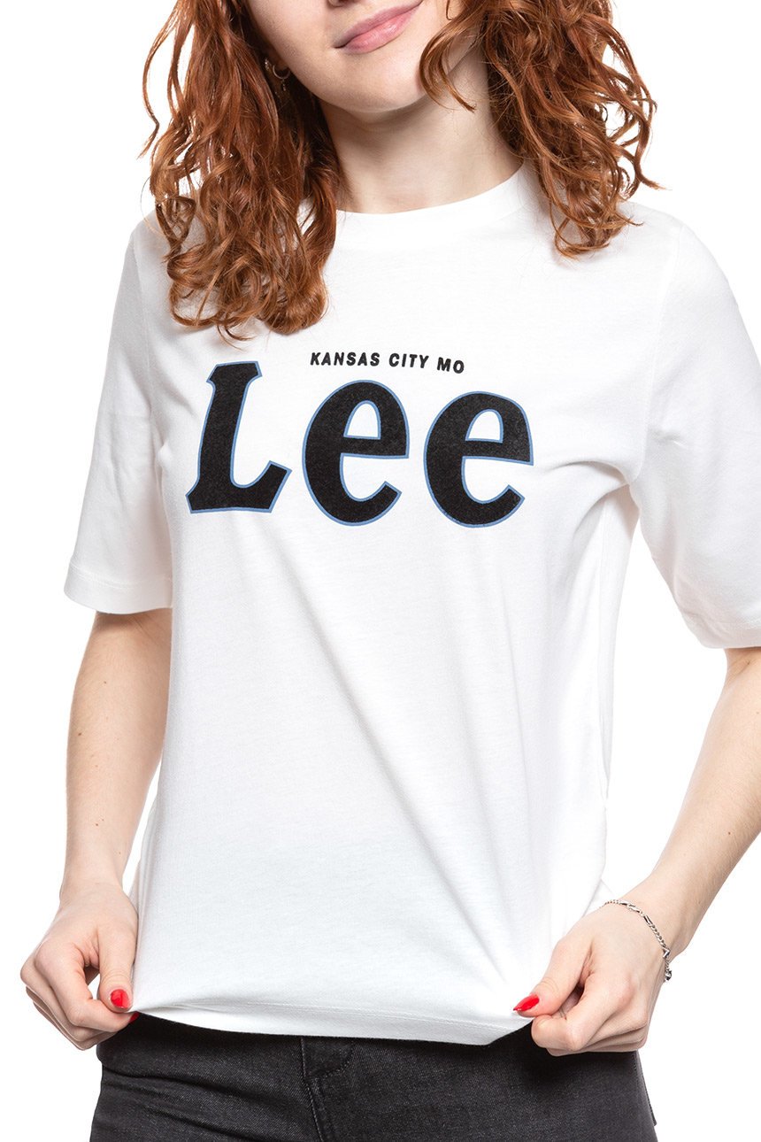 LEE T SHIRT DAMSKI TEE OFF WHITE L43RAIMK