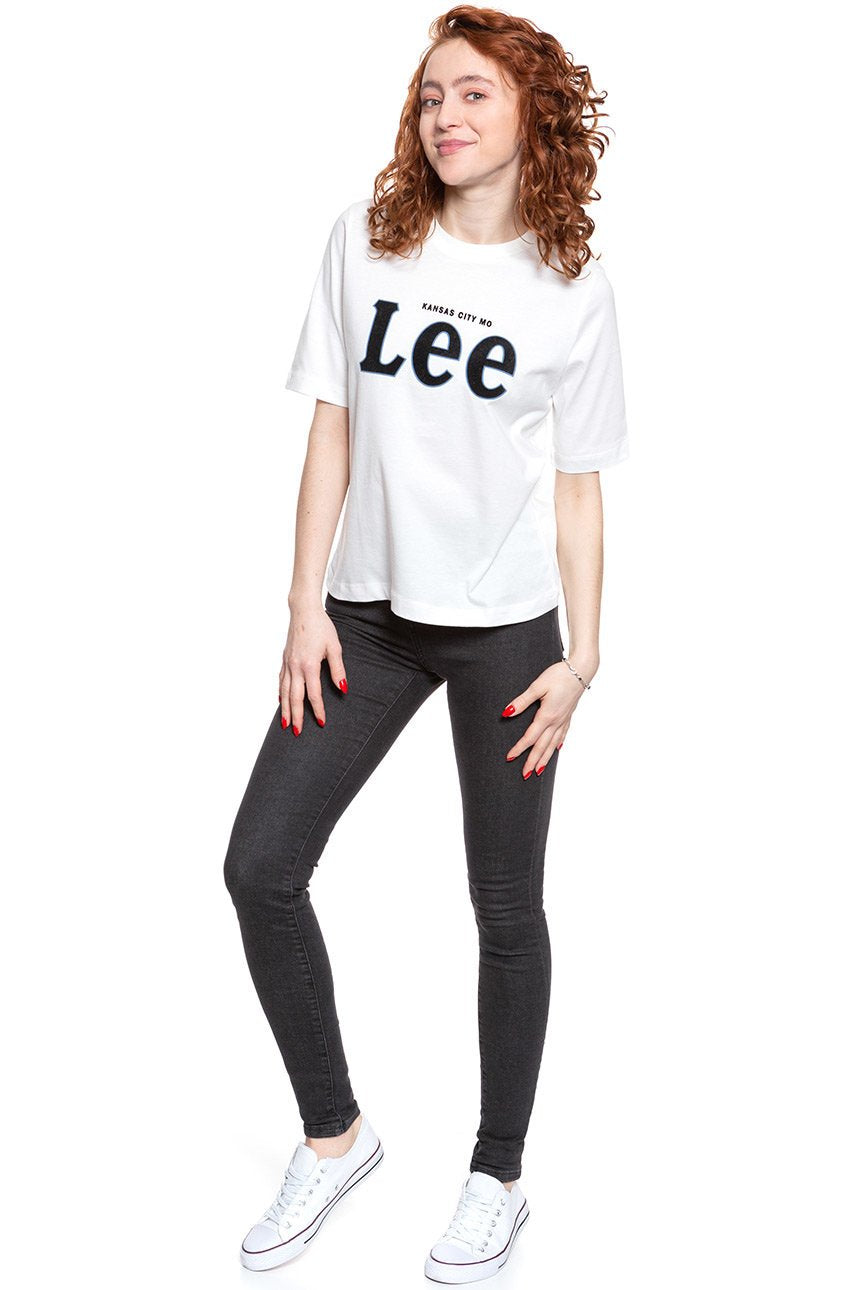 LEE T SHIRT DAMSKI TEE OFF WHITE L43RAIMK