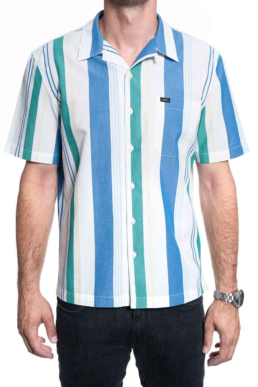 KOSZULA MĘSKA LEE SS RESORT SHIRT SUMMER BLUE L67PDVNJ