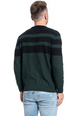 SWETER MĘSKI LEE STRIPED WOOL MIX DK BOTTLE GREEN L83LLNBB