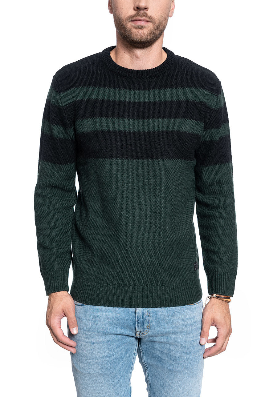 SWETER MĘSKI LEE STRIPED WOOL MIX DK BOTTLE GREEN L83LLNBB