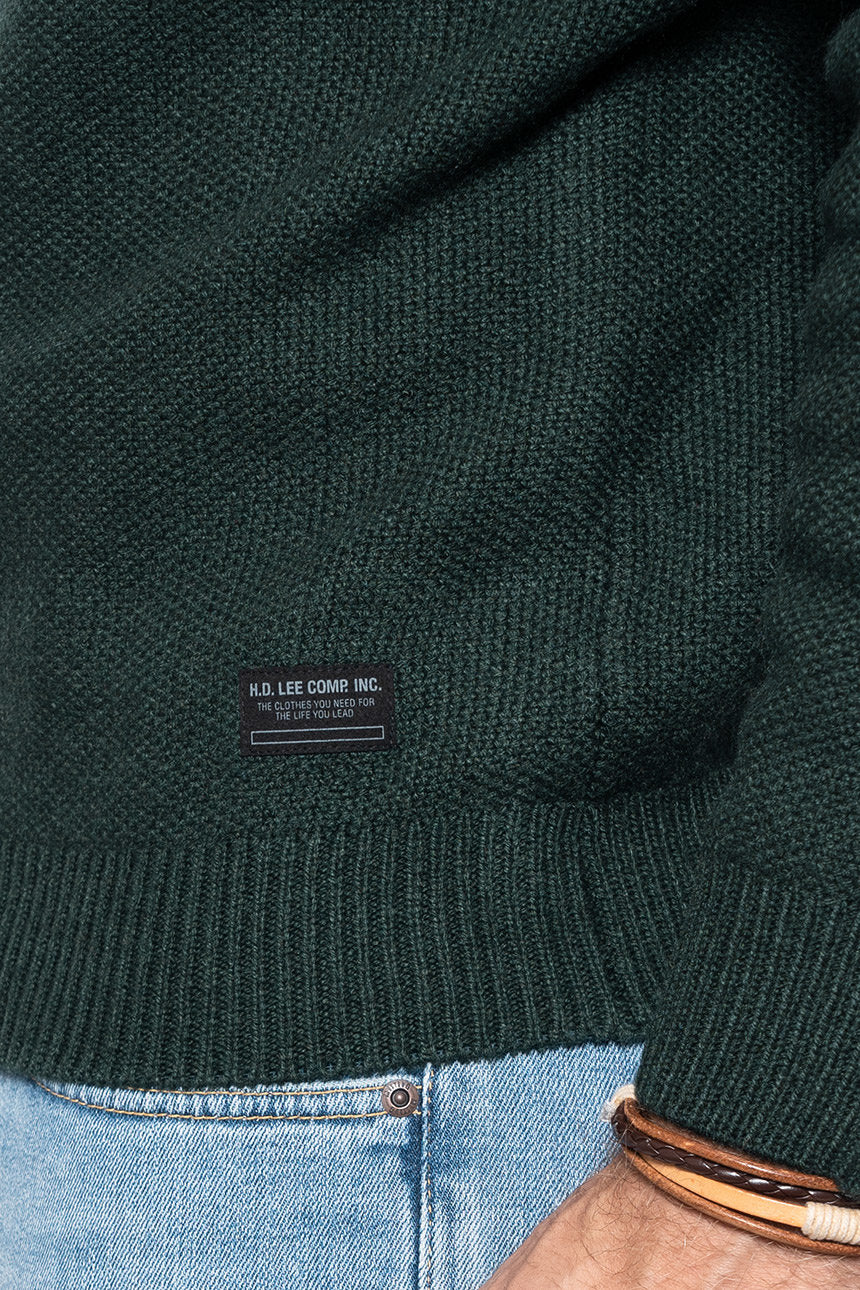 SWETER MĘSKI LEE STRIPED WOOL MIX DK BOTTLE GREEN L83LLNBB