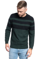 SWETER MĘSKI LEE STRIPED WOOL MIX DK BOTTLE GREEN L83LLNBB