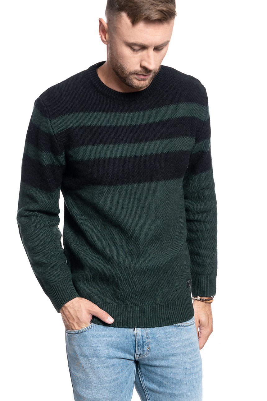 SWETER MĘSKI LEE STRIPED WOOL MIX DK BOTTLE GREEN L83LLNBB