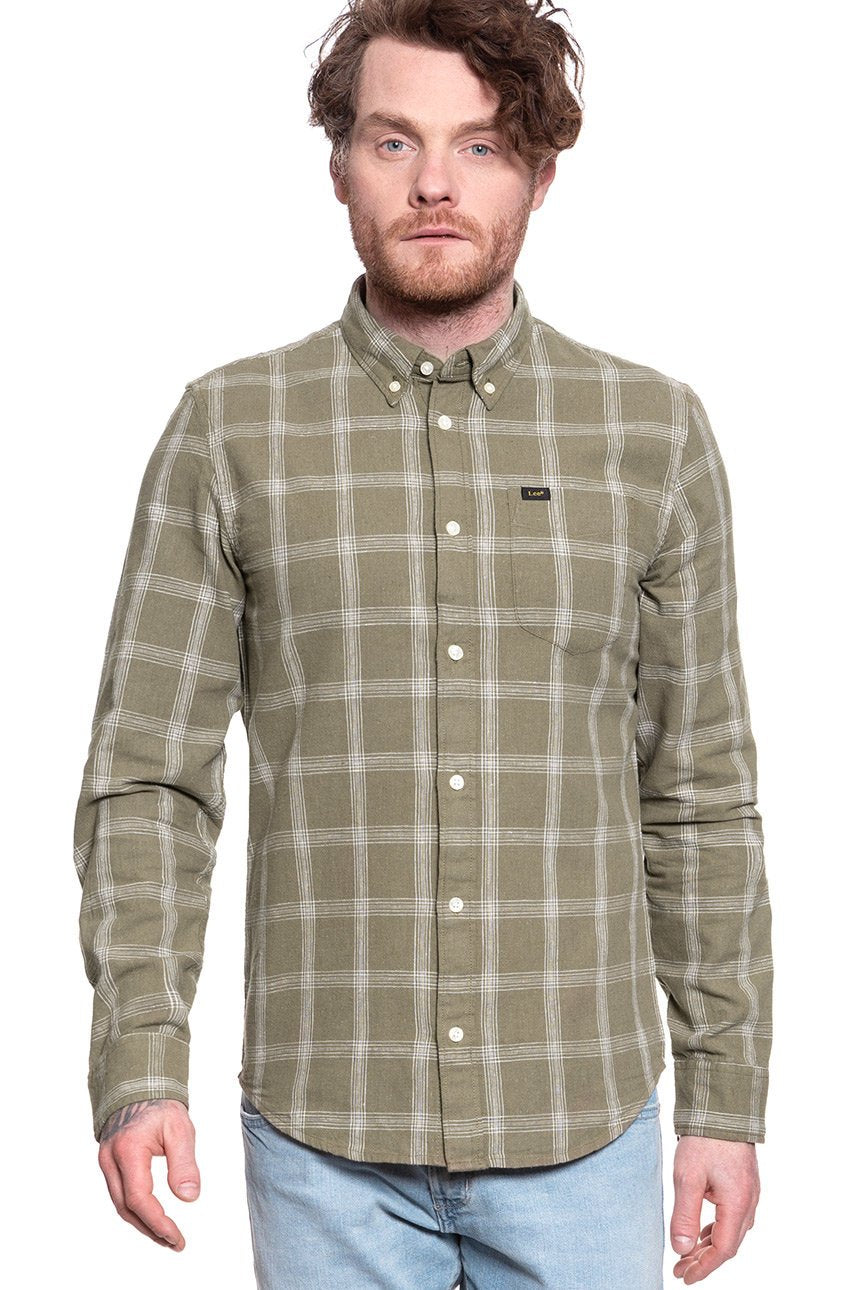 KOSZULA MĘSKA KOSZULA LEE BUTTON DOWN UTILITY GREEN L880DANG