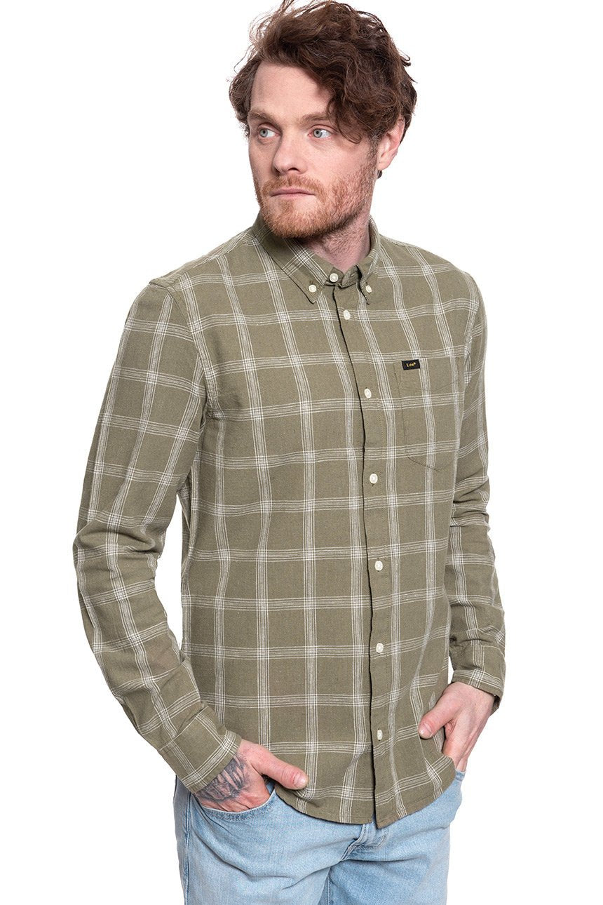 KOSZULA MĘSKA KOSZULA LEE BUTTON DOWN UTILITY GREEN L880DANG