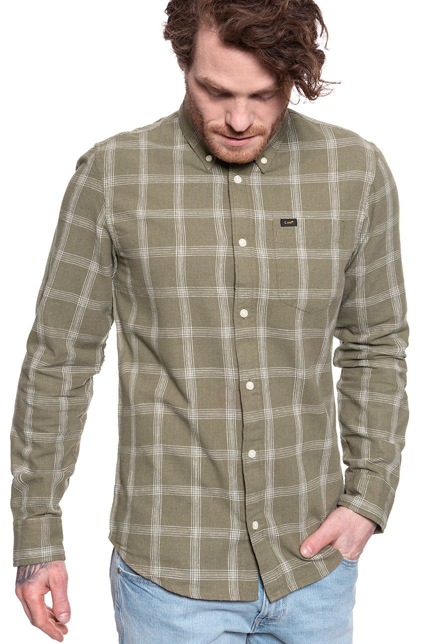 KOSZULA MĘSKA KOSZULA LEE BUTTON DOWN UTILITY GREEN L880DANG