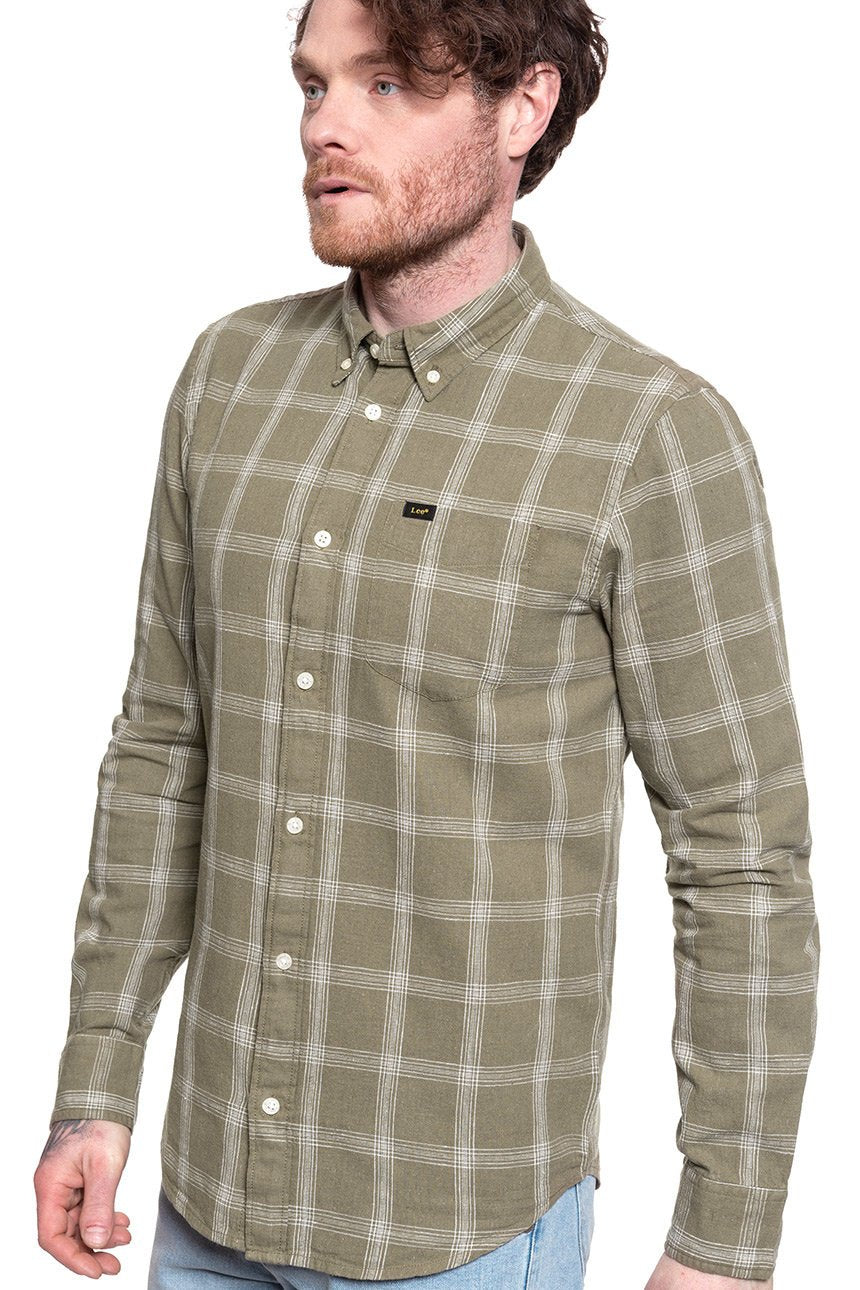 KOSZULA MĘSKA KOSZULA LEE BUTTON DOWN UTILITY GREEN L880DANG