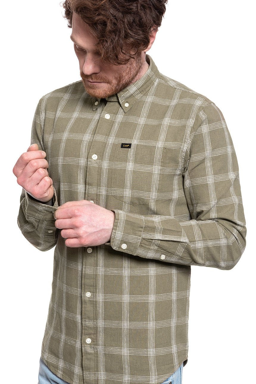 KOSZULA MĘSKA KOSZULA LEE BUTTON DOWN UTILITY GREEN L880DANG