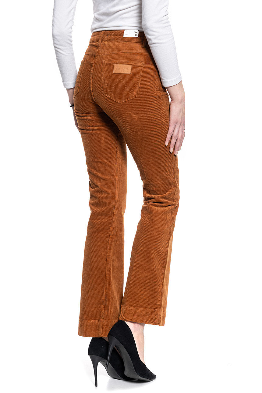 SPODNIE DAMSKIE WRANGLER FLARE TOBACCO BROWN W233A281A