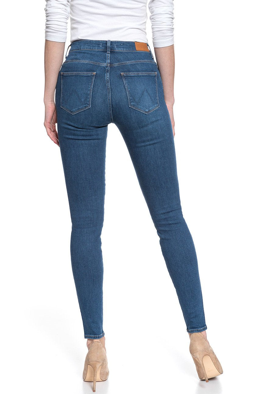 DAMSKIE SPODNIE JEANSOWE WRANGLER HIGH RISE SKINNY MID INDIGO W27HVQX8E