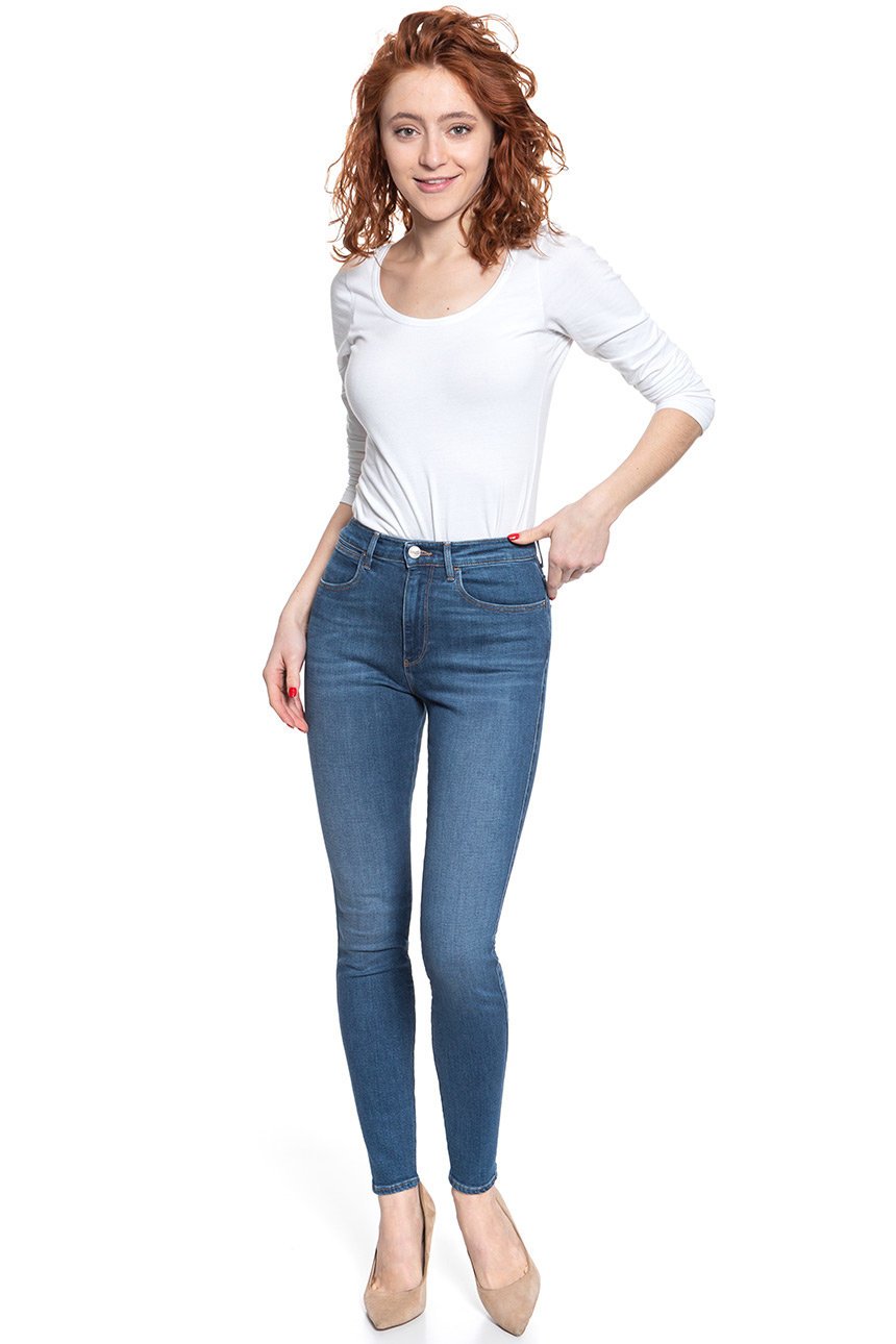 DAMSKIE SPODNIE JEANSOWE WRANGLER HIGH RISE SKINNY MID INDIGO W27HVQX8E