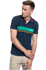 KOSZULKA MĘSKA POLO WRANGLER SS COLOURBLOCK POLO NAVY W7E3KF114