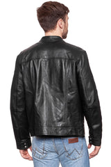 KURTKA SKÓRZANA WRANGLER LEATHER BIKER BLACK W4660ZC01S