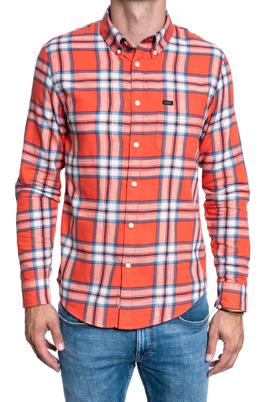 KOSZULA LEE BUTTON DOWN REGULAR LAVA RED L880ZJAF