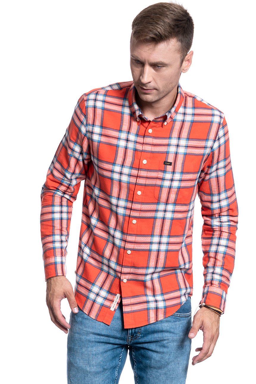 KOSZULA LEE BUTTON DOWN REGULAR LAVA RED L880ZJAF