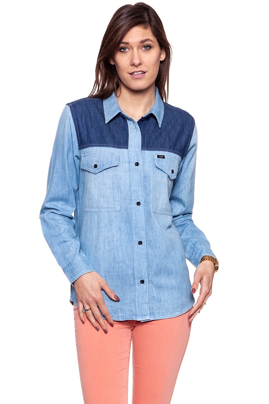 KOSZULA JEANSOWA DAMSKA LEE SHIRT BLUE DERTHS # L46CMYPIS OUTLET