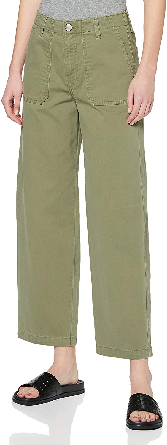 SPODNIE DAMSKIE LEE WIDE LEG LICHEN GREEN L31ULD82