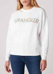 DAMSKA BLUZA WRANGLER HIGH RIB RETRO SWEAT WHITE W6N0-HA-989