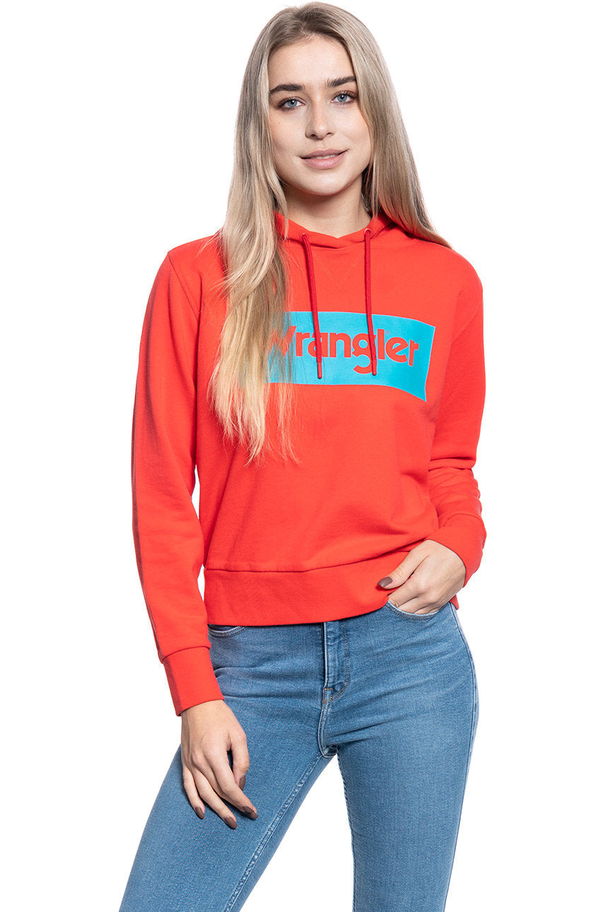 WRANGLER LOGO HOODIE BITTERSWEET RED W6N4HPXBO