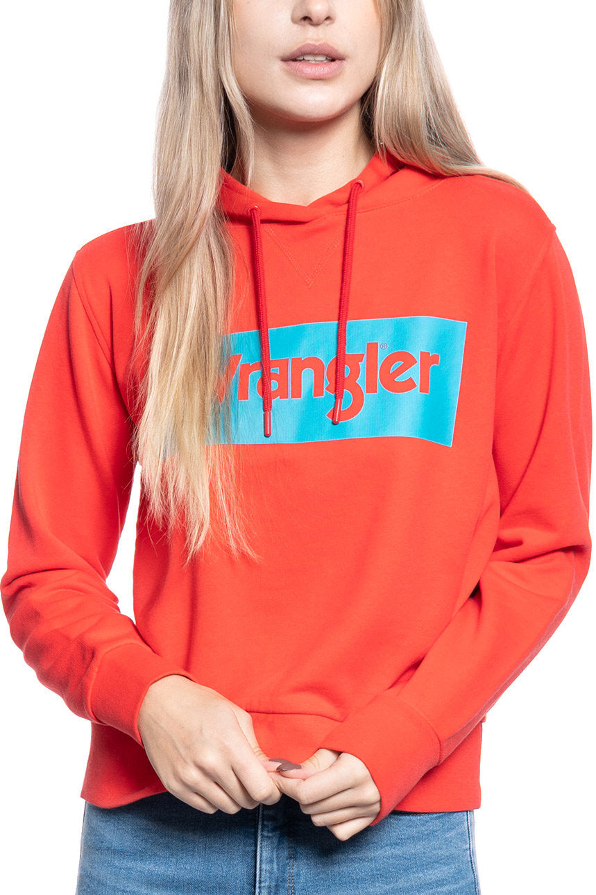 WRANGLER LOGO HOODIE BITTERSWEET RED W6N4HPXBO