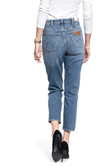 SPODNIE DAMSKIE WRANGLER MOM JEANS SAND STORM W246JH14U