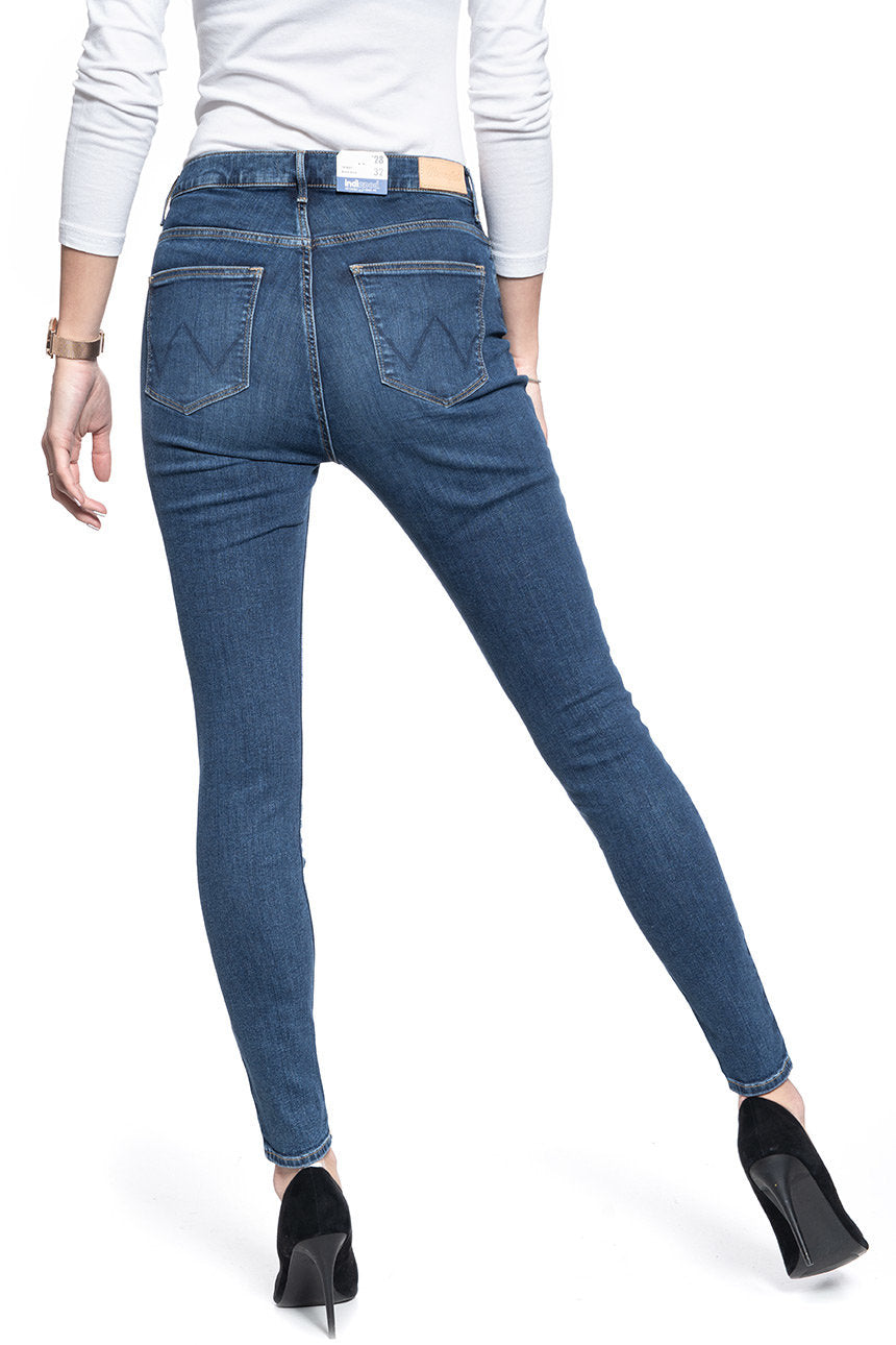 SPODNIE DAMSKIE WRANGLER SKINNY HIGH RISE MID STAR BLUE W27HJR811