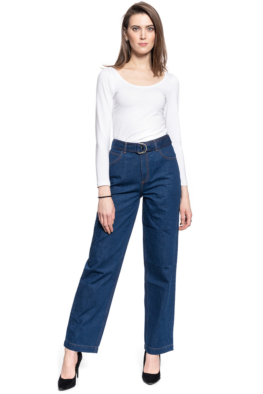 DAMSKIE SPODNIE JEANSOWE LEE HIGH WAIST STRAIGHT BELTED STRAIGHT LEG L30ZKE36