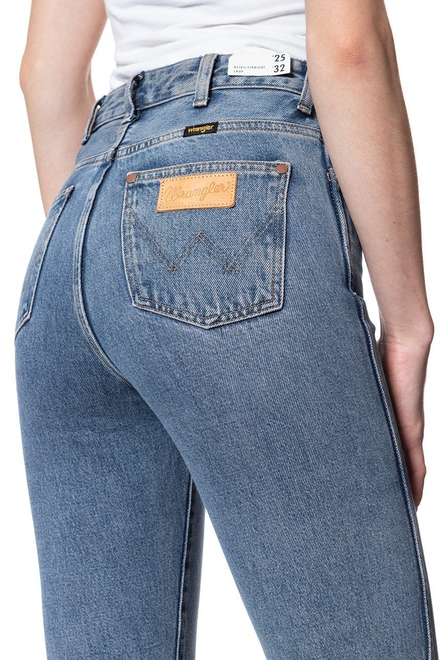 WRANGLER CROP RETRO-STRAIGHT DAMSKIE SPODNIE SUNSET BLUE W27YGF26R