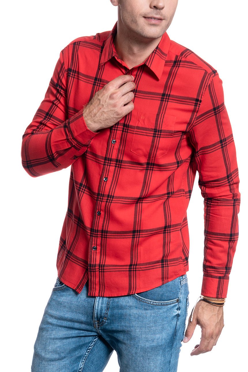 KOSZULA MĘSKA WRANGLER LS 1PKT SHIRT FORMULA RED W5A1ORXWO