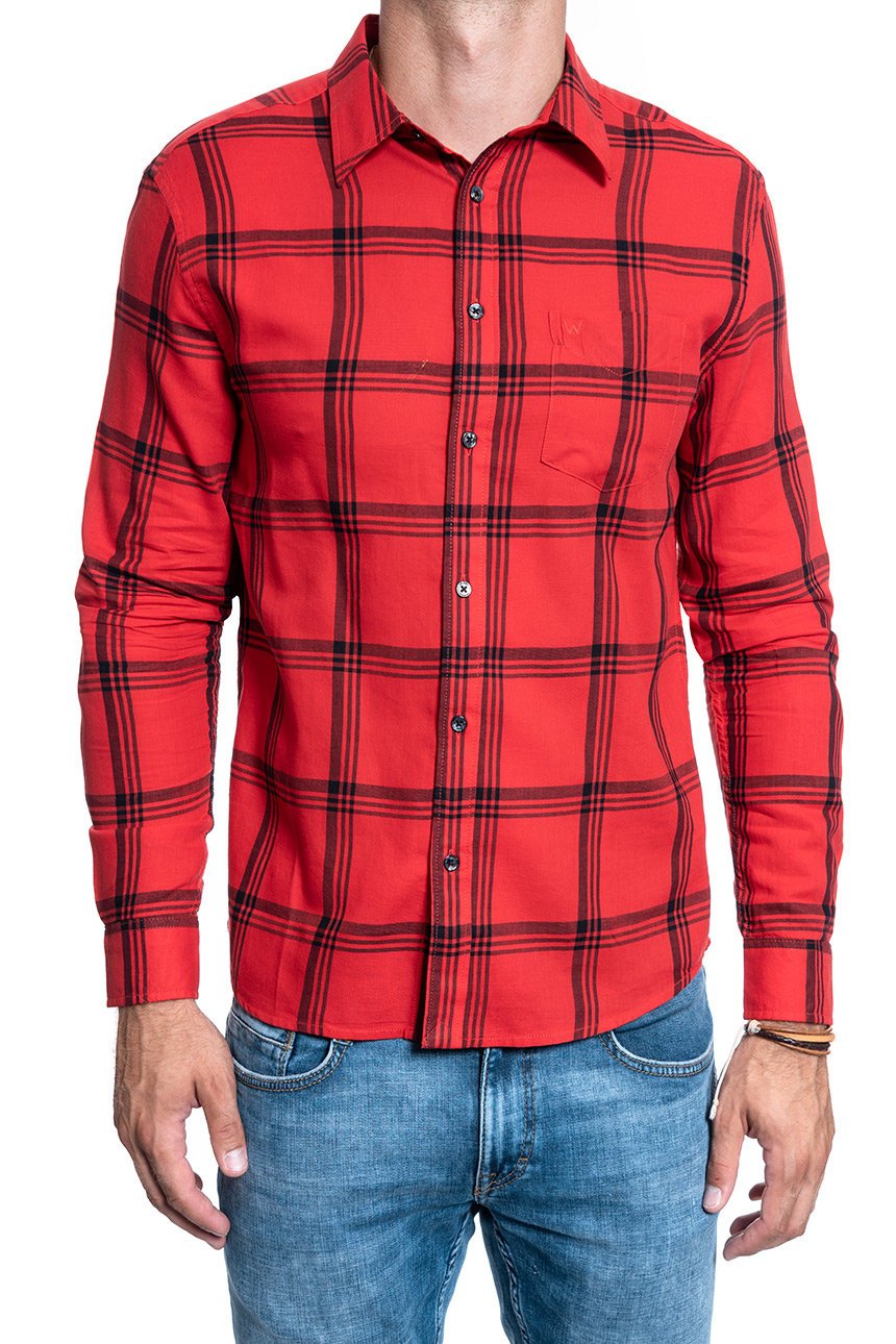 KOSZULA MĘSKA WRANGLER LS 1PKT SHIRT FORMULA RED W5A1ORXWO