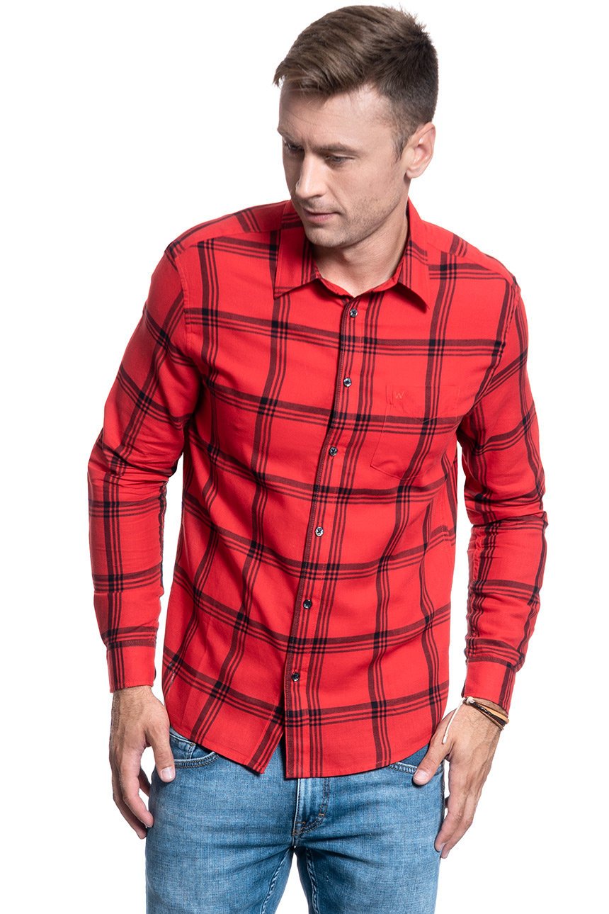 KOSZULA MĘSKA WRANGLER LS 1PKT SHIRT FORMULA RED W5A1ORXWO