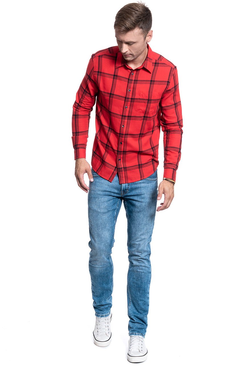 KOSZULA MĘSKA WRANGLER LS 1PKT SHIRT FORMULA RED W5A1ORXWO