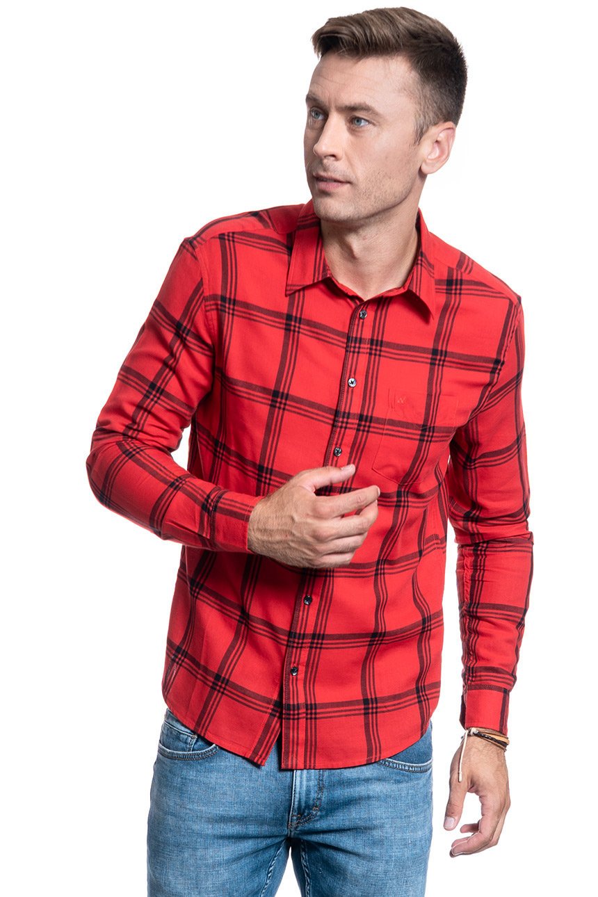 KOSZULA MĘSKA WRANGLER LS 1PKT SHIRT FORMULA RED W5A1ORXWO