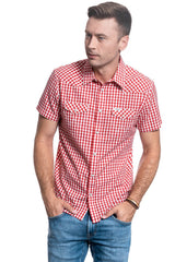 KOSZULA MĘSKA WRANGLER SS WESTERN SHIRT TOMATO W5J04MX57