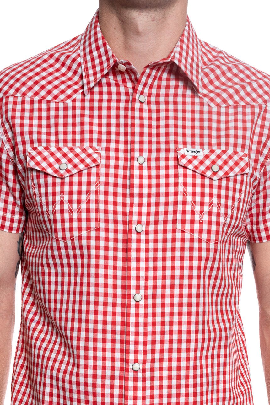 KOSZULA MĘSKA WRANGLER SS WESTERN SHIRT TOMATO W5J04MX57