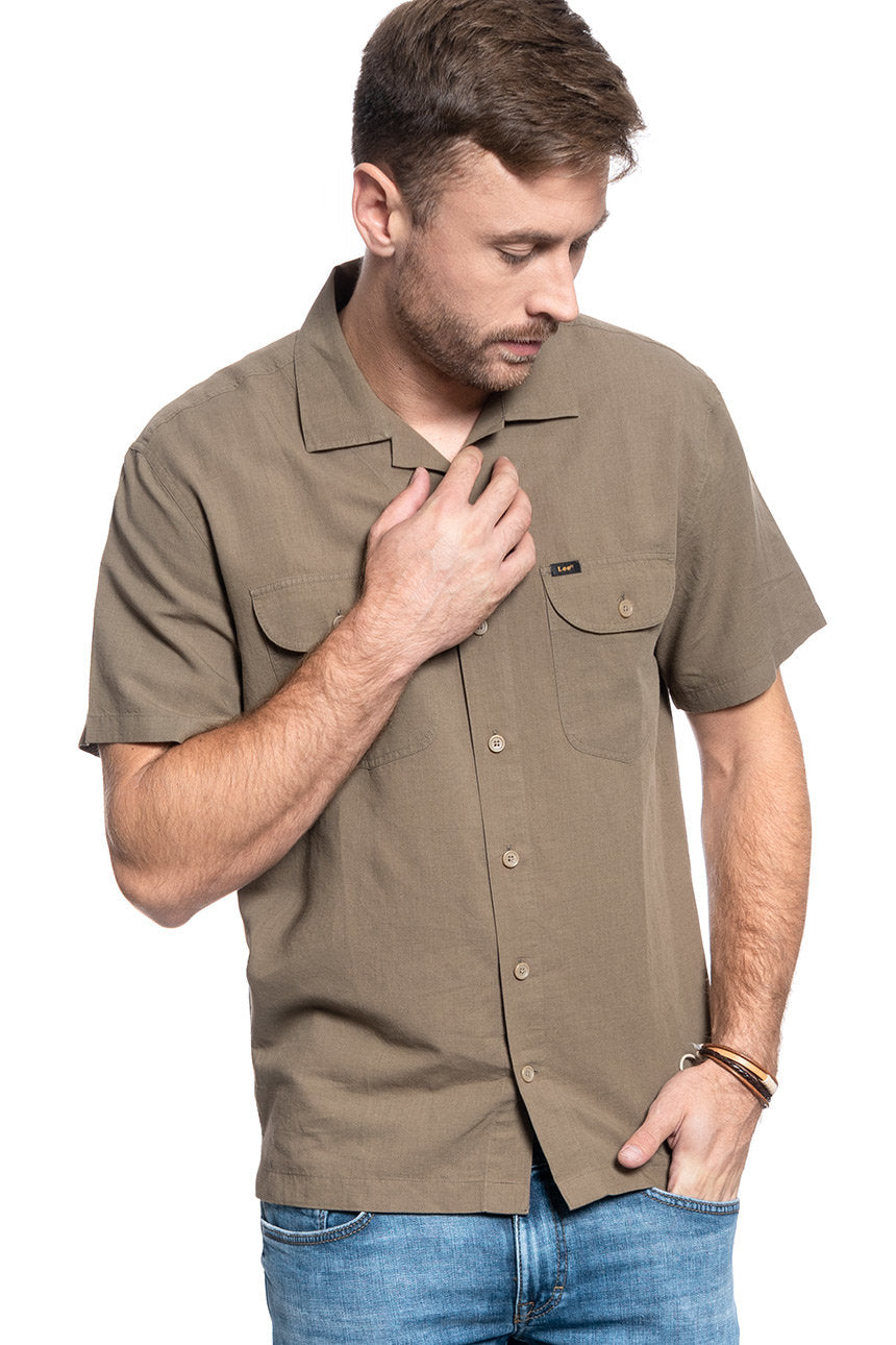 KOSZULA MĘSKA LEE SS WORKER SHIRT UTILITY GREEN L67REUNG