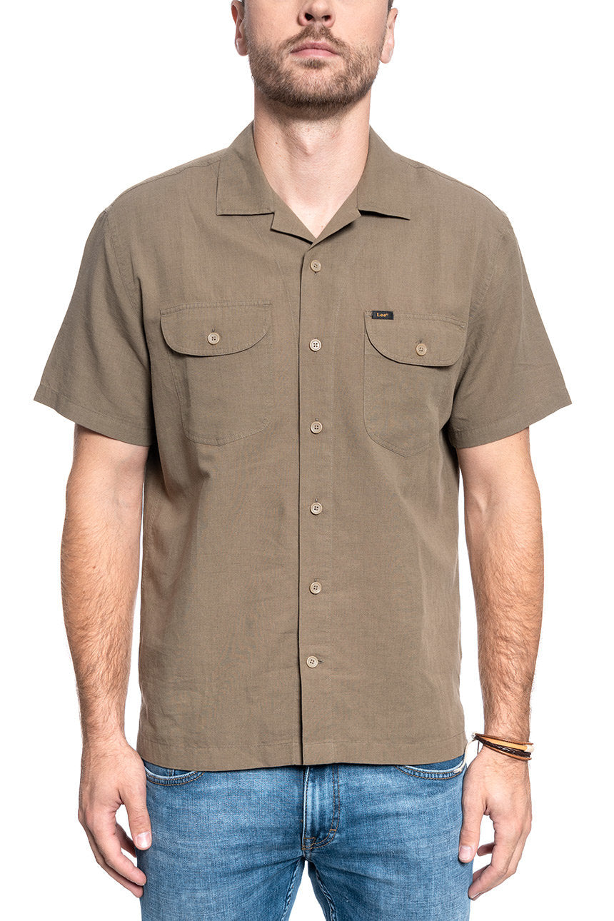 KOSZULA MĘSKA LEE SS WORKER SHIRT UTILITY GREEN L67REUNG