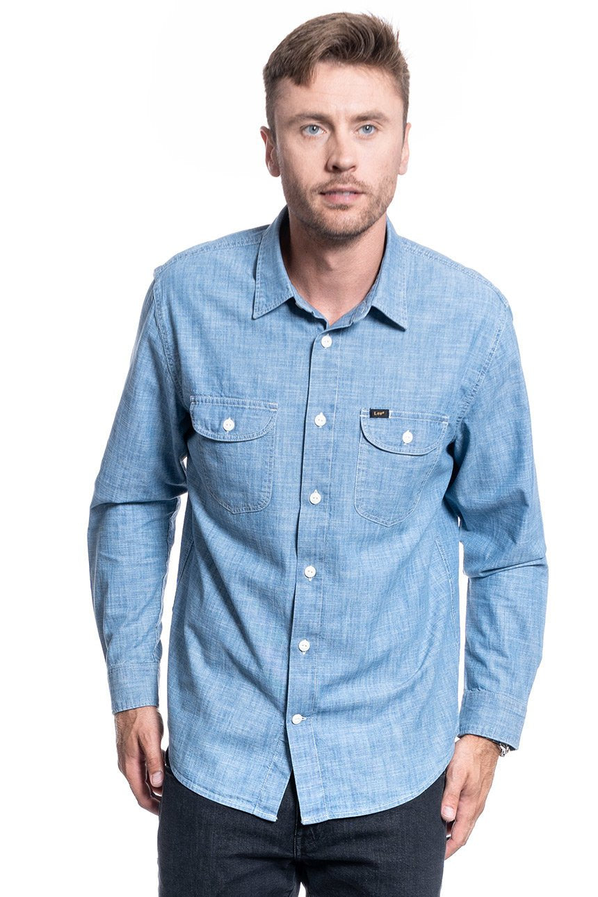 KOSZULA MĘSKA LEE WORKER SHIRT SUMMER BLUE L68HNSNJ