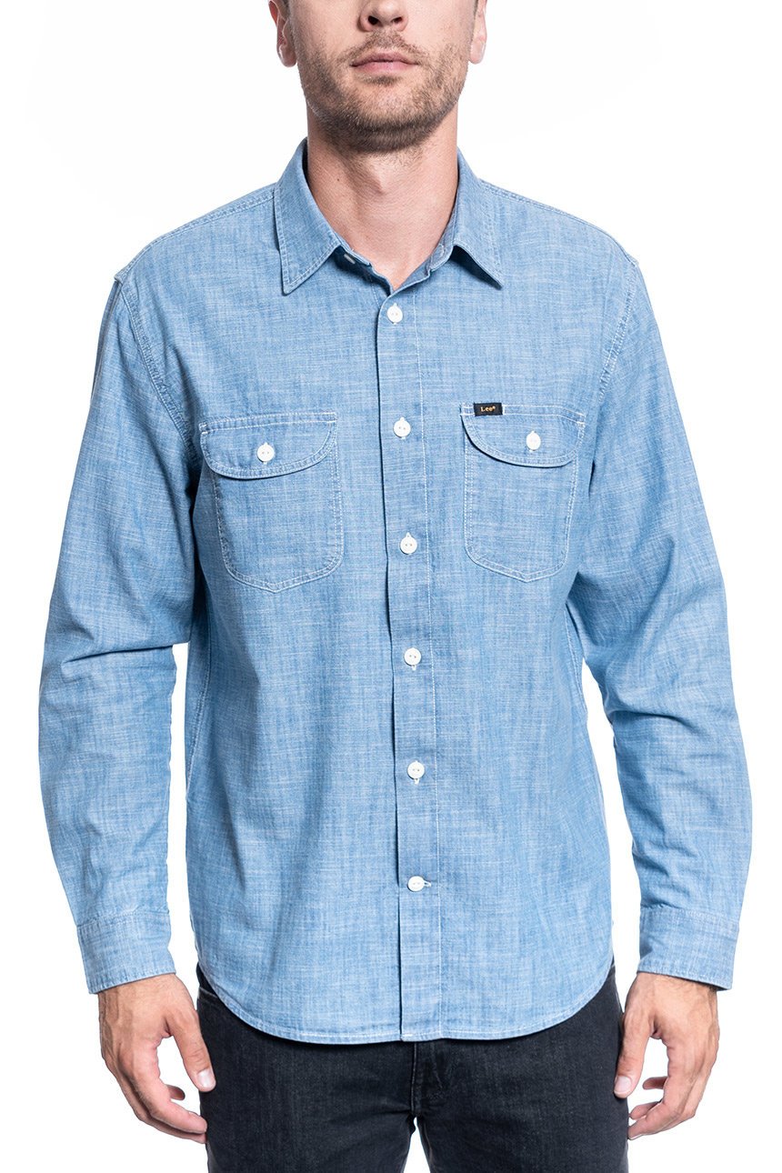 KOSZULA MĘSKA LEE WORKER SHIRT SUMMER BLUE L68HNSNJ