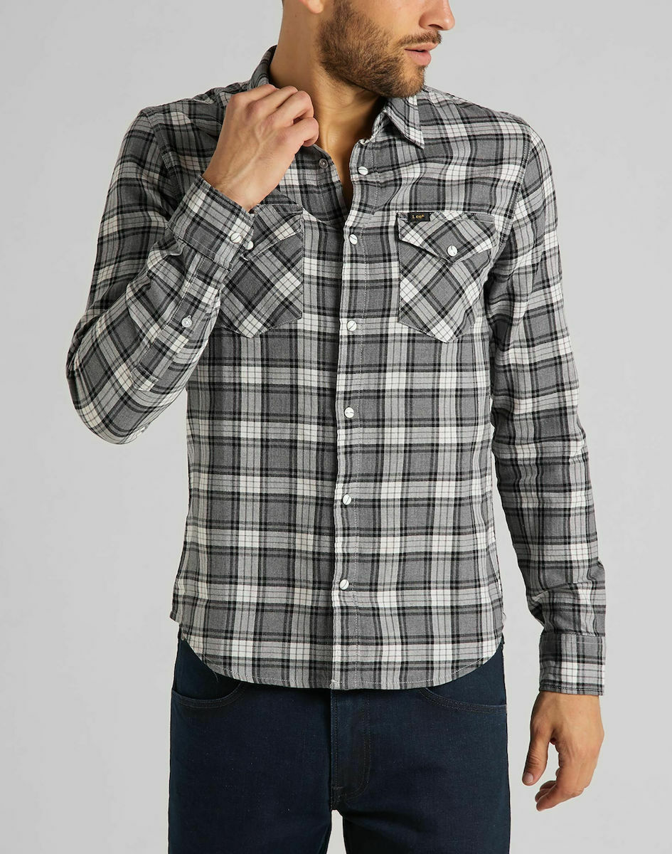 LEE CLEAN WESTERN SHIRT MĘSKA KOSZULA GREY MELE L644RH37